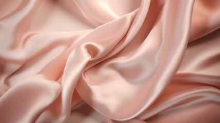 Obraz premium Draped Peach Silk Fabric Soft Texture Background