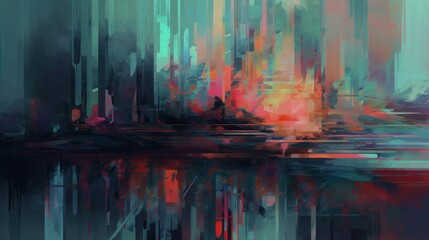 Fototapeta premium Abstract Digital Painting of a Futuristic Cityscape