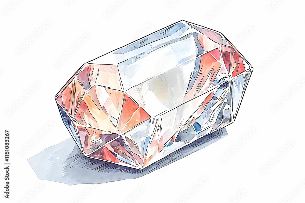 Poster exquisite and sparkling cut diamond with intricate facets reflecting light and color in a luxurious 
