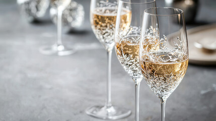 Luxurious champagne flutes filled with sparkling drink, perfect for celebrations