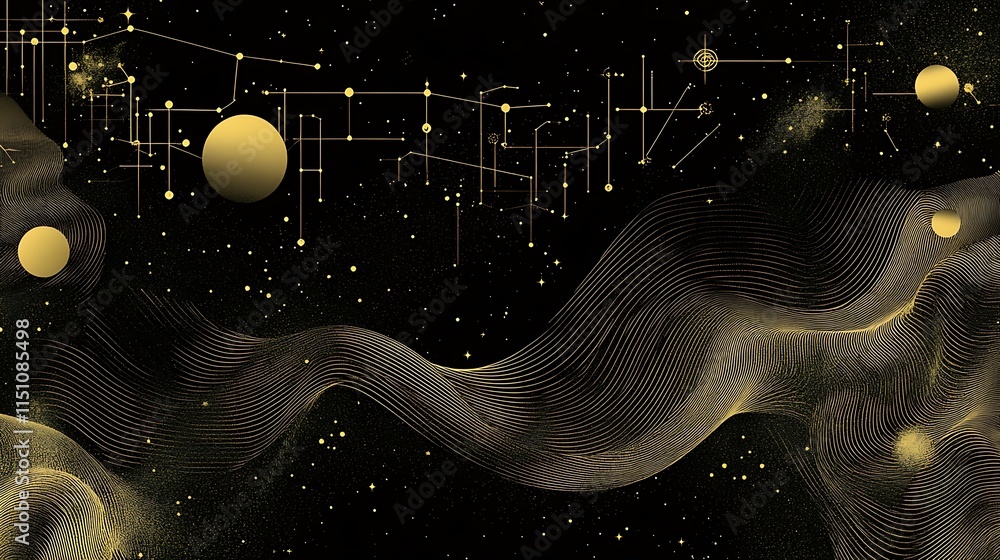 Poster abstract gold network with curves.
