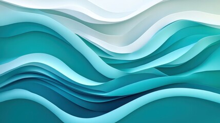 Abstract Teal and White Wave Pattern Design