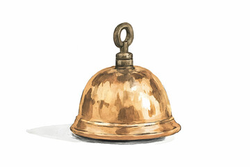 Vintage Brass Bell on White Background, Ideal for Illustration or Decoration, Captivating Rustic Charm and Timeless Appeal