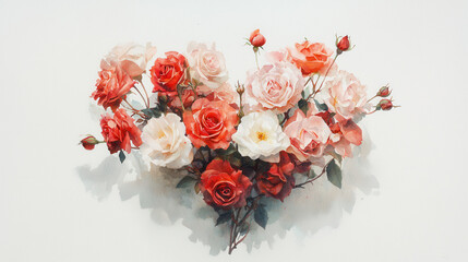 Fototapeta premium beautiful arrangement of red and pink roses forming heart shape, symbolizing love and affection. Perfect for romantic occasions