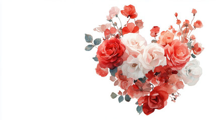 Beautiful watercolor painting of intertwined red and pink roses, showcasing delicate petals and vibrant colors, perfect for floral decor