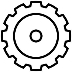 Gear Icon, Black And White Outline Icon Vector