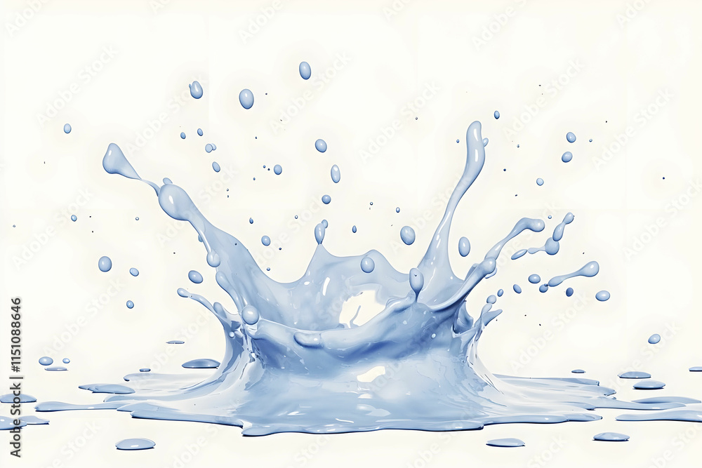 Poster blue water splash creating dynamic patterns on light background for artistic and creative projects