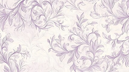 Lilac, swirling, leaf, vine pattern.