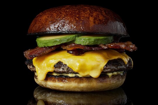 Gourmet Burger Juicy Beef Melted Cheese Bacon Avocado