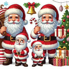 Christmas Santa Claus Isolated on white Background. Vector illustration. on white background -