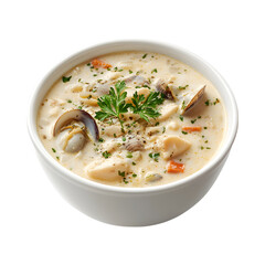 Tasty Rich and creamy clam chowder isolated on transparent background