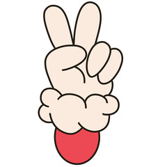 Cartoon style line drawing showing feelings holding 2 fingers as a symbol of encouragement colorful hand drawn seamless gift wrapping paper abstract fashion boy girl