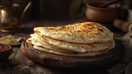 Photorealistic Presentation of Freshly Baked Kerak Telor on Wooden Plate in Natural Lighting