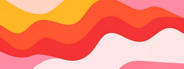 Waves in pink, yellow, orange.