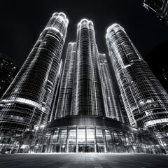 HK office skyscrapers in B&W