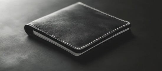 A black and white minimalist stock wallet, sharp contrasts, ultra-thin profile, sleek matte finish,