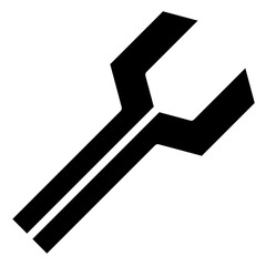 Wrench Icon, Black And White Glyph Icon Vector