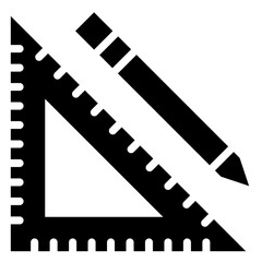 Triangle Ruler, Black And White Glyph Icon Vector