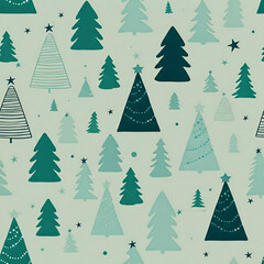 Obraz premium Winter Wonderland Christmas Trees Pattern 