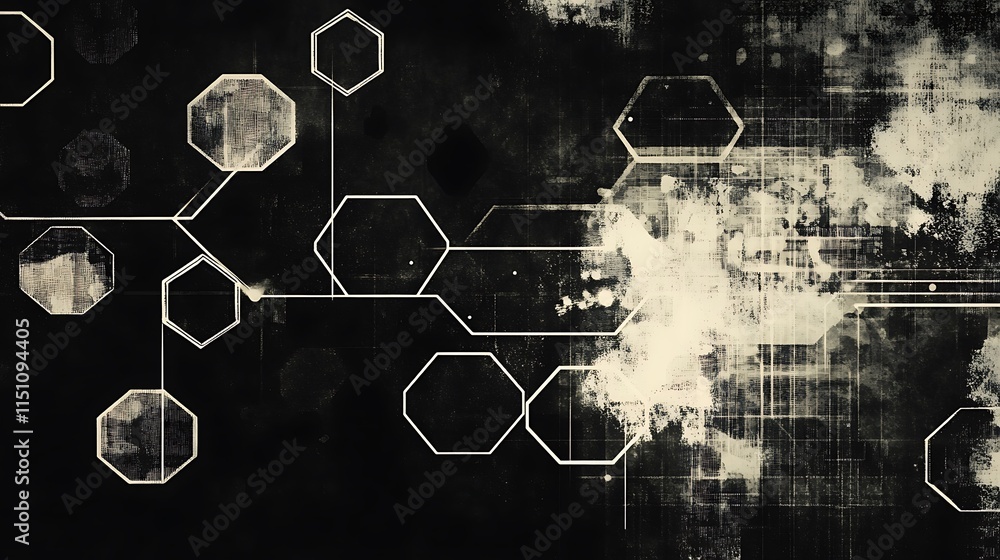 Poster Hexagonal network on textured backdrop.