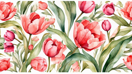 Obraz premium An Elegant Watercolor Painting of Tulips Symbolizing the Beauty of Spring