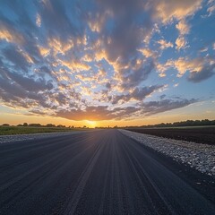 Naklejka premium Clouds, asphalt dawn