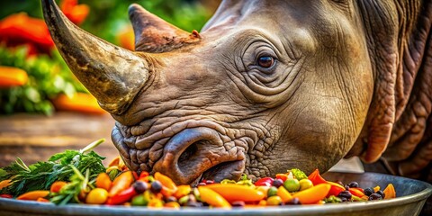 Close-up Rhino Food Photography, Wildlife, Gourmet, Nature, Feast