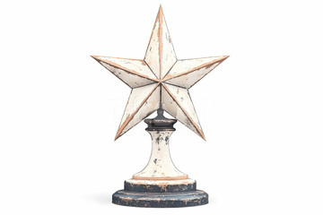 Rustic Decorative Star Ornament on a Simple Base with Weathered Finish and Vintage Charm
