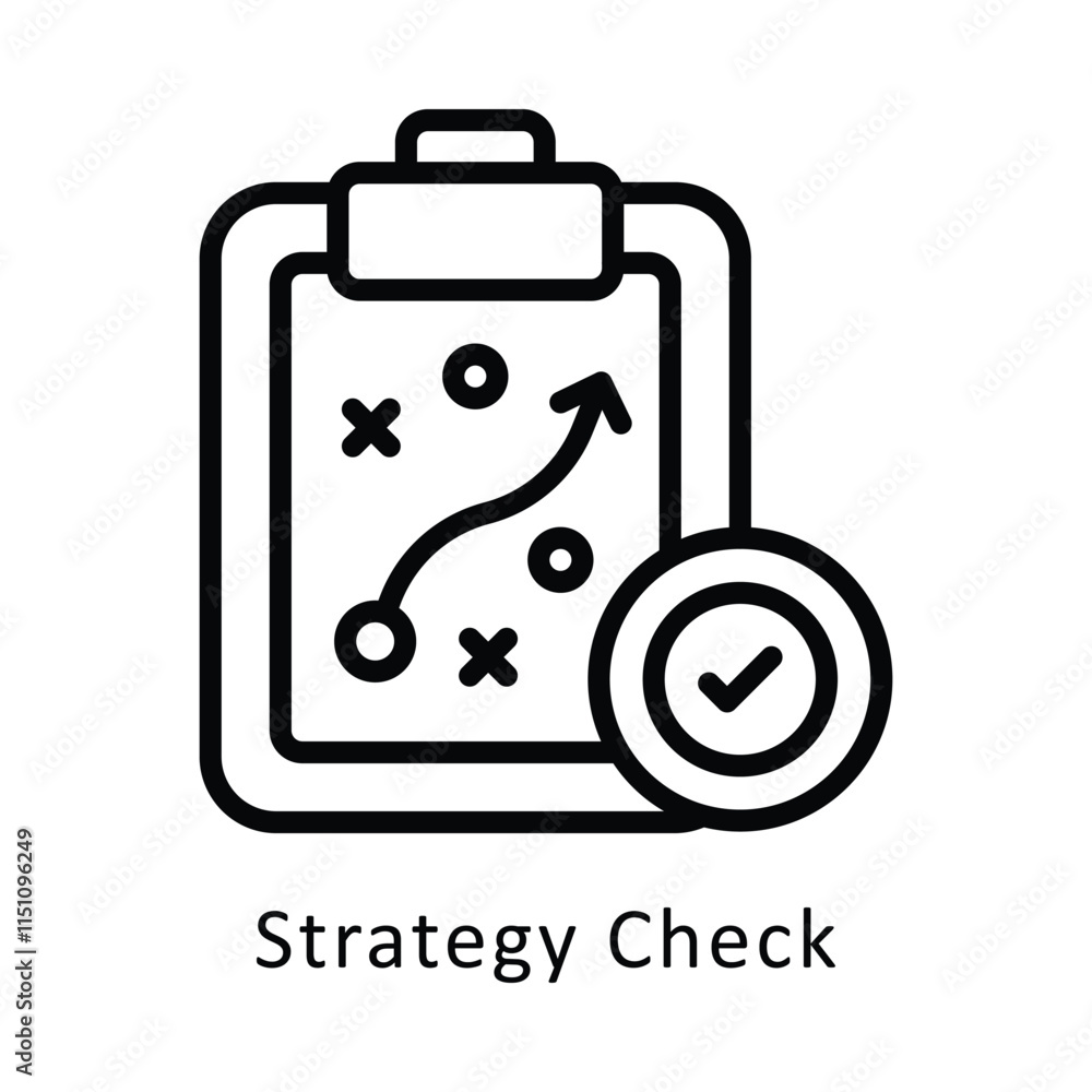 Poster strategy check vector outline icon. eps 10 file