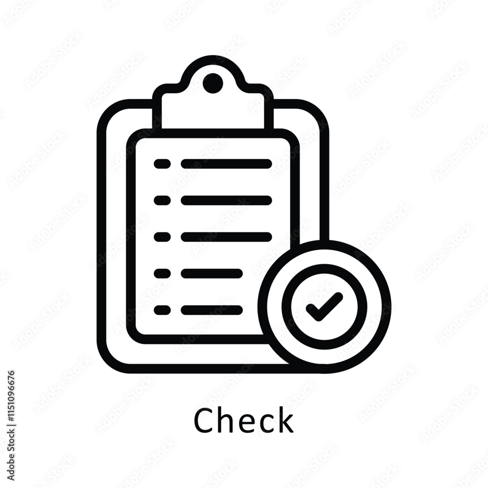 Poster check vector outline icon. eps 10 file