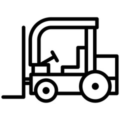Forklift Icon, Black And White Outline Icon Symbol