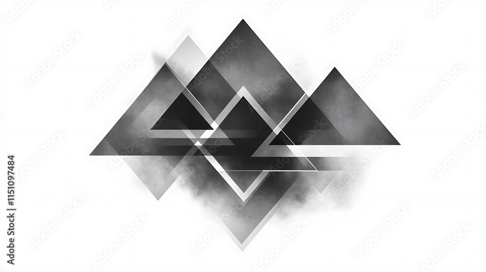 Aufkleber Overlapping grey triangle shapes.