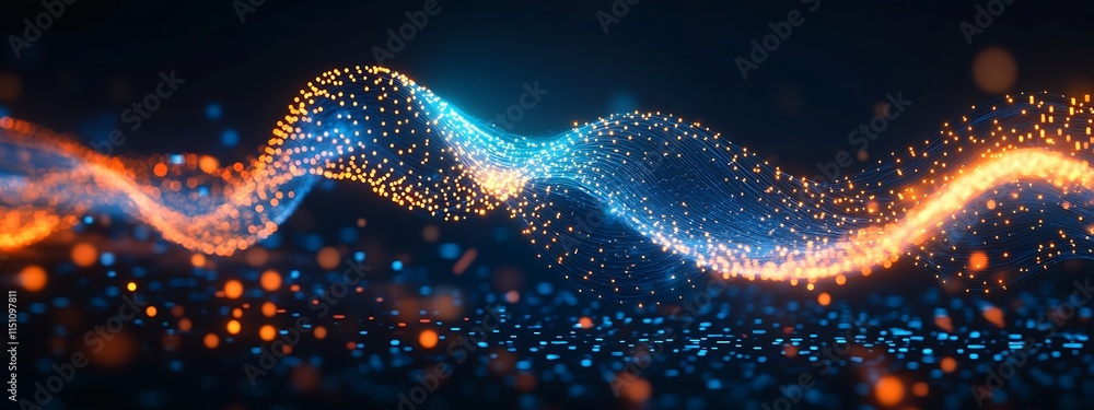 Poster Abstract flow of glowing particles.