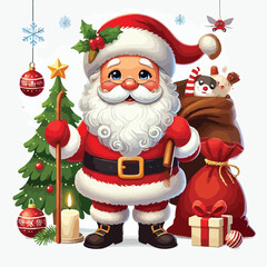 Christmas Santa Claus Isolated on white Background. Vector illustration. on white background -