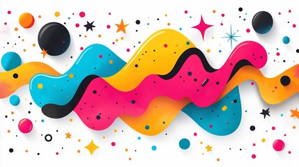 Fototapeta premium Vibrant geofilter template with bright colors and playful shapes isolated on a transparent background for event promotions