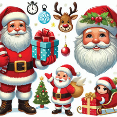 Christmas Santa Claus Isolated on white Background. Vector illustration. on white background -