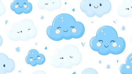 Happy Blue Clouds Pattern Sky Design