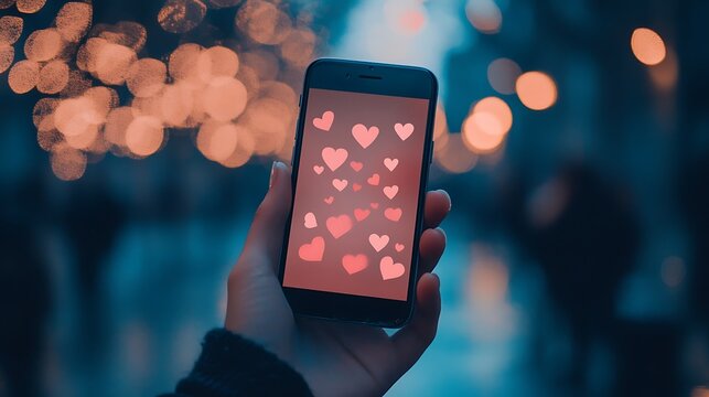Romantic Smartphone Display: Hearts on Screen