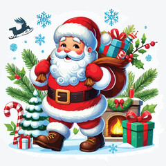 Christmas Santa Claus Isolated on white Background. Vector illustration. on white background -