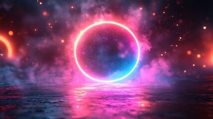 Vibrant social media template for thumbnails featuring neon colors bold text and an engaging video placeholder isolated on a transparent background