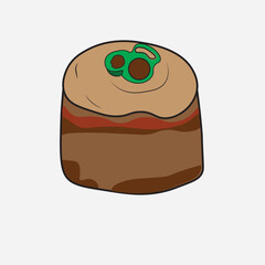 ilustrasi vektor gaya datar sushi Bom Pedas daging sapi