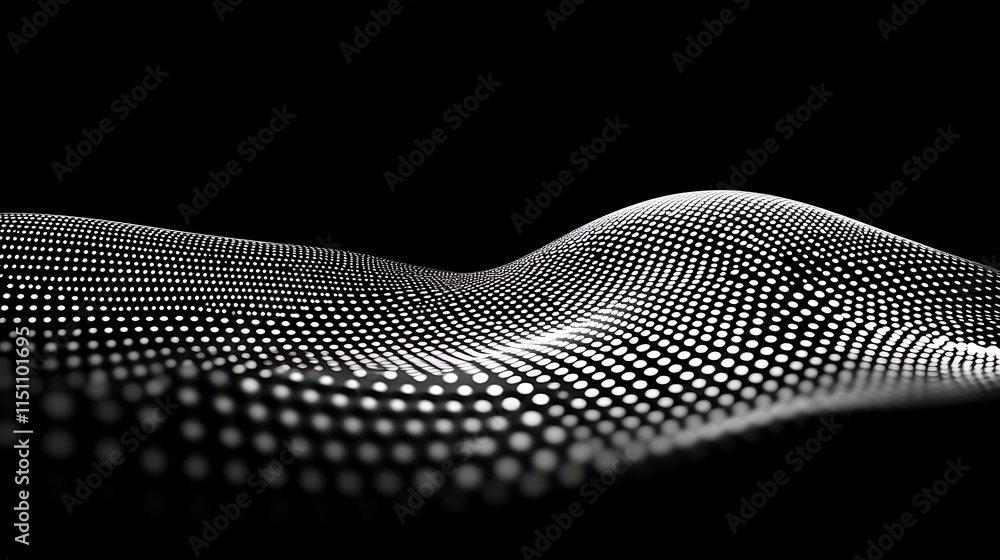 Poster white dots flow on dark.