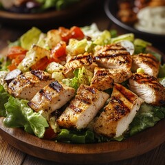 Caesar sl: bbq chicken, veggies on tabl