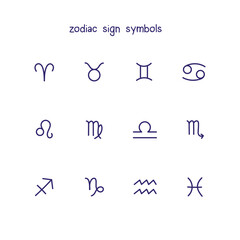 Set of hand drawn zodiac signs. Collection of astrology signs.