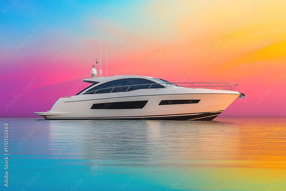 Aufkleber motorboat on colorful background creating dynamic and eye-catching look