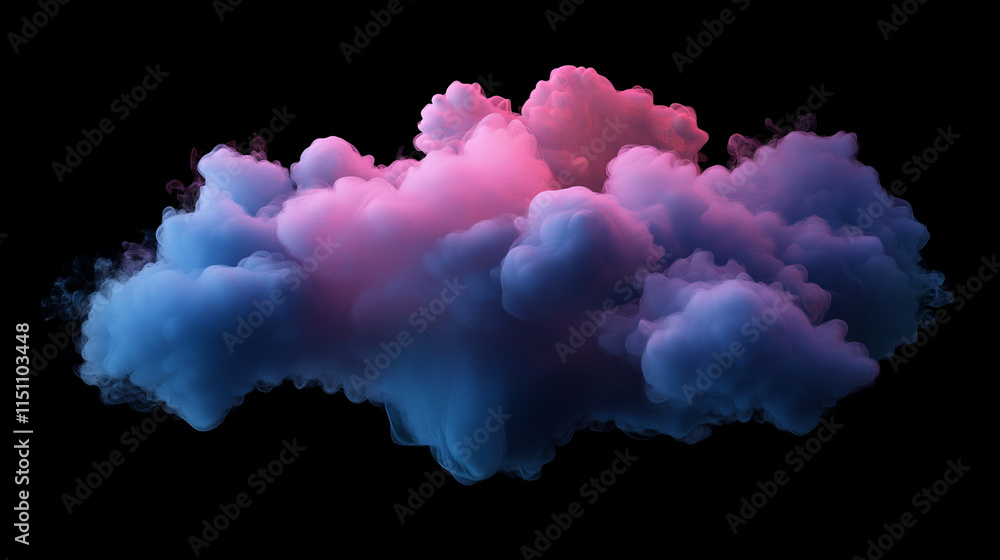 Poster colorful neon smoke and ink particles in dark space – high-contrast gradient and dynamic splashing e