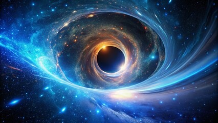 Obraz premium Cosmic Black Hole Vortex: Blue Energy Swirl