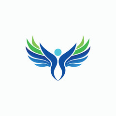 Creative blue wings people logo
