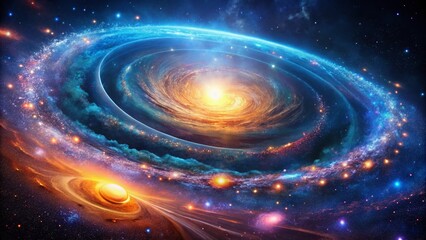 Obraz premium Cosmic Spiral Galaxy, Deep Field, Abstract Art
