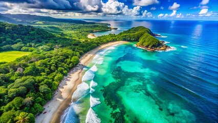 Fototapeta premium Costa Rica Playa Santa Teresa Aerial Double Exposure
